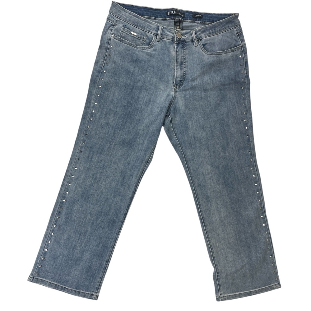 FDJ Olivia Womens Cropped Blue Jeans Denim Pants Size 14